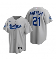 Youth Los Angeles Dodgers 21 Walker Buehler Gray 2020 World Series Champions Replica Jersey