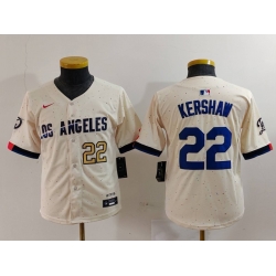 Youth Los Angeles Dodgers 22 Clayton Kershaw Cream Stitched Baseball Jersey 2