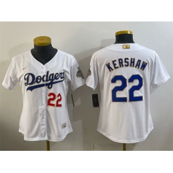 Youth Los Angeles Dodgers  22 Clayton Kershaw White 2026 Gold Collection Stadium Stitched Baseball Jersey