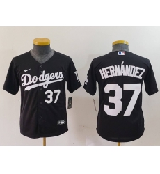 Youth Los Angeles Dodgers 37 Teoscar Hernandez Black Stitched Baseball Jersey 1