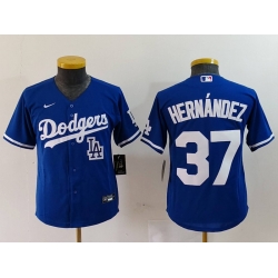 Youth Los Angeles Dodgers 37 Teoscar Hernandez Blue Stitched Baseball Jersey 5