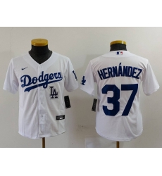 Youth Los Angeles Dodgers 37 Teoscar Hernandez White Stitched Baseball Jersey 1