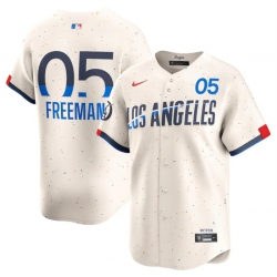 Youth Los Angeles Dodgers 5 Freddie Freeman Cream 2024 City Connect Limited Stitched Baseball Jersey