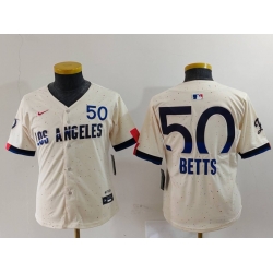 Youth Los Angeles Dodgers 50 Mookie Betts Cream 2024 City Connect Limited Stitched Baseball Jersey 5