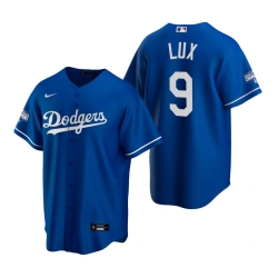 Youth Los Angeles Dodgers 9 Gavin Lux Royal 2020 World Series Champions Replica Jersey