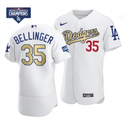 Youth Los Angeles Dodgers Cody Bellinger 35 Gold Program White Flex Base Stitched Jersey