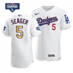 Youth Los Angeles Dodgers Corey Seager 5 Gold Program Designed Edition White Flex Base Stitched Jersey