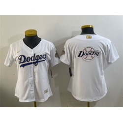 Youth Los Angeles Dodgers Team Big Logo White 2026 Gold Collection Stadium Stitched Baseball Jersey