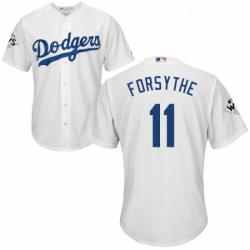 Youth Majestic Los Angeles Dodgers 11 Logan Forsythe Authentic White Home 2017 World Series Bound Cool Base MLB Jersey 