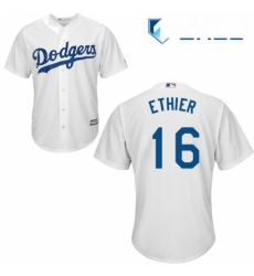 Youth Majestic Los Angeles Dodgers 16 Andre Ethier Authentic White Home Cool Base MLB Jersey