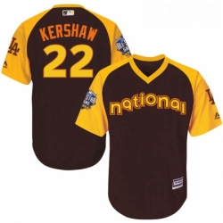 Youth Majestic Los Angeles Dodgers 22 Clayton Kershaw Authentic Brown 2016 All Star National League BP Cool Base MLB Jersey