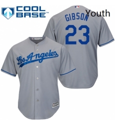 Youth Majestic Los Angeles Dodgers 23 Kirk Gibson Authentic Grey Road Cool Base MLB Jersey