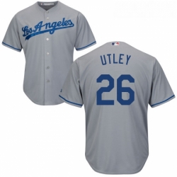 Youth Majestic Los Angeles Dodgers 26 Chase Utley Replica Grey Road Cool Base MLB Jersey