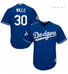 Youth Majestic Los Angeles Dodgers 30 Maury Wills Replica Royal Blue Alternate 2017 World Series Bound Cool Base MLB Jersey