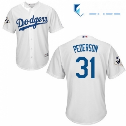 Youth Majestic Los Angeles Dodgers 31 Joc Pederson Authentic White Home 2017 World Series Bound Cool Base MLB Jersey