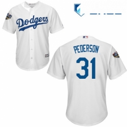 Youth Majestic Los Angeles Dodgers 31 Joc Pederson Authentic White Home Cool Base 2018 World Series MLB Jersey