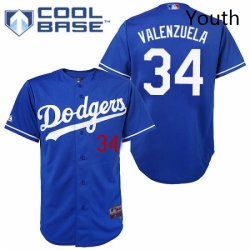 Youth Majestic Los Angeles Dodgers 34 Fernando Valenzuela Replica Royal Blue Cool Base MLB Jersey