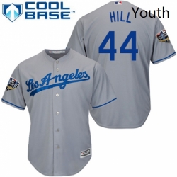 Youth Majestic Los Angeles Dodgers 44 Rich Hill Authentic Grey Road Cool Base 2018 World Series MLB Jersey 