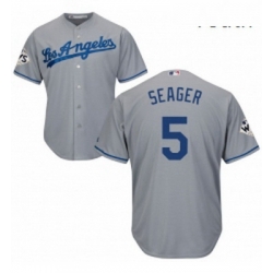 Youth Majestic Los Angeles Dodgers 5 Corey Seager Authentic Grey Road 2017 World Series Bound Cool Base MLB Jersey