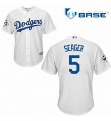 Youth Majestic Los Angeles Dodgers 5 Corey Seager Replica White Home 2017 World Series Bound Cool Base MLB Jersey