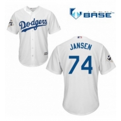 Youth Majestic Los Angeles Dodgers 74 Kenley Jansen Authentic White Home 2017 World Series Bound Cool Base MLB Jersey