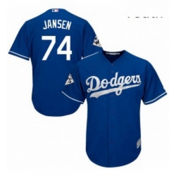 Youth Majestic Los Angeles Dodgers 74 Kenley Jansen Replica Royal Blue Alternate 2017 World Series Bound Cool Base MLB Jersey