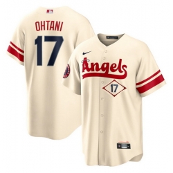 Men Los Angeles Angels 17 Shohei Ohtani 2022 Cream City Connect Cool Base Stitched Jersey