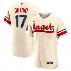 Men Los Angeles Angels 17 Shohei Ohtani 2022 Cream City Connect Flex Base Stitched Jersey