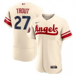 Men Los Angeles Angels 27 Mike Trout 2022 Cream City Connect Flex Base Stitched Jersey