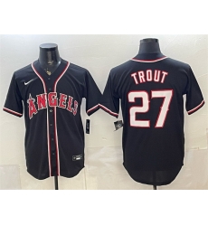 Men Los Angeles Angels  27 Mike Trout 2026 Fashion Replica Black Out Stitched Baseball Jersey