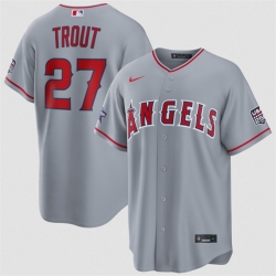 Men Los Angeles Angels  27 Mike Trout Gray 2026 All Star Game   USA 250 Patch Stitched Baseball Jersey