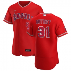 Men Los Angeles Angels 31 Ty Buttrey Men Nike Red Alternate 2020 Flex Base Player MLB Jersey