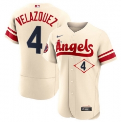 Men Los Angeles Angels 4 Andrew Velazquez 2022 Cream City Connect Flex Base Stitched Jersey