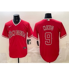 Men Los Angeles Angels  9 Zach Neto Red Stitched Baseball Jersey