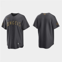 Men Los Angeles Angels Blank 2022 All Star Charcoal Cool Base Stitched Jersey
