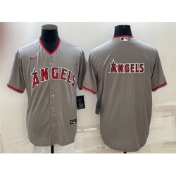 Men Los Angeles Angels Gray Team Big Logo Cool Base Stitched Jersey