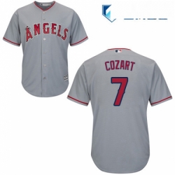 Mens Majestic Los Angeles Angels of Anaheim 7 Zack Cozart Replica Grey Road Cool Base MLB Jersey 