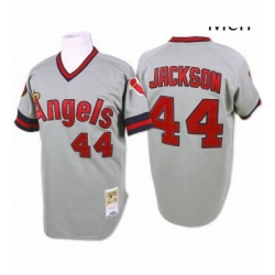 Mens Mitchell and Ness Los Angeles Angels of Anaheim 44 Reggie Jackson Authentic Grey Throwback MLB Jersey