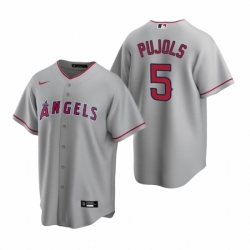 Mens Nike Los Angeles Angels 5 Albert Pujols Gray Road Stitched Baseball Jersey