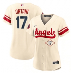 Women Los Angeles Angels 17 Shohei Ohtani 2022 Cream City Connect Stitched Baseball Jersey