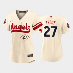 Women Los Angeles Angels 27 Mike Trout 2022 Cream City Connect Stitched Baseball Jersey