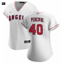 Women Los Angeles Angels #40 Troy Percival White Cool Base Stitched Home MLB Jersey