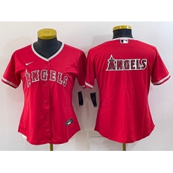 Women Los Angeles Angels Red Team Big Logo Stitched Baseball Jersey
