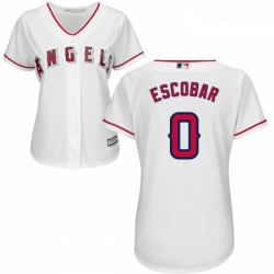 Womens Majestic Los Angeles Angels of Anaheim 0 Yunel Escobar Authentic White Home Cool Base MLB Jersey 