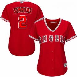 Womens Majestic Los Angeles Angels of Anaheim 2 Andrelton Simmons Replica Red Alternate MLB Jersey