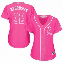 Womens Majestic Los Angeles Angels of Anaheim 32 Cam Bedrosian Replica Pink Fashion MLB Jersey 