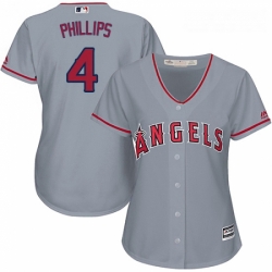 Womens Majestic Los Angeles Angels of Anaheim 4 Brandon Phillips Authentic Grey Road Cool Base MLB Jersey 