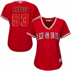 Womens Majestic Los Angeles Angels of Anaheim 53 Blake Parker Authentic Red Alternate MLB Jersey 