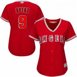 Womens Majestic Los Angeles Angels of Anaheim 9 Justin Upton Replica Red Alternate MLB Jersey 