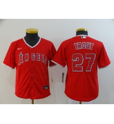 Youth Angels 27 Mike Trout Red Youth 2020 Nike Cool Base Jersey